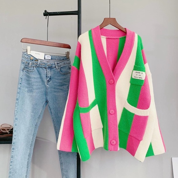 Colorful Striped Women's Sweater - Picture 2 of 5